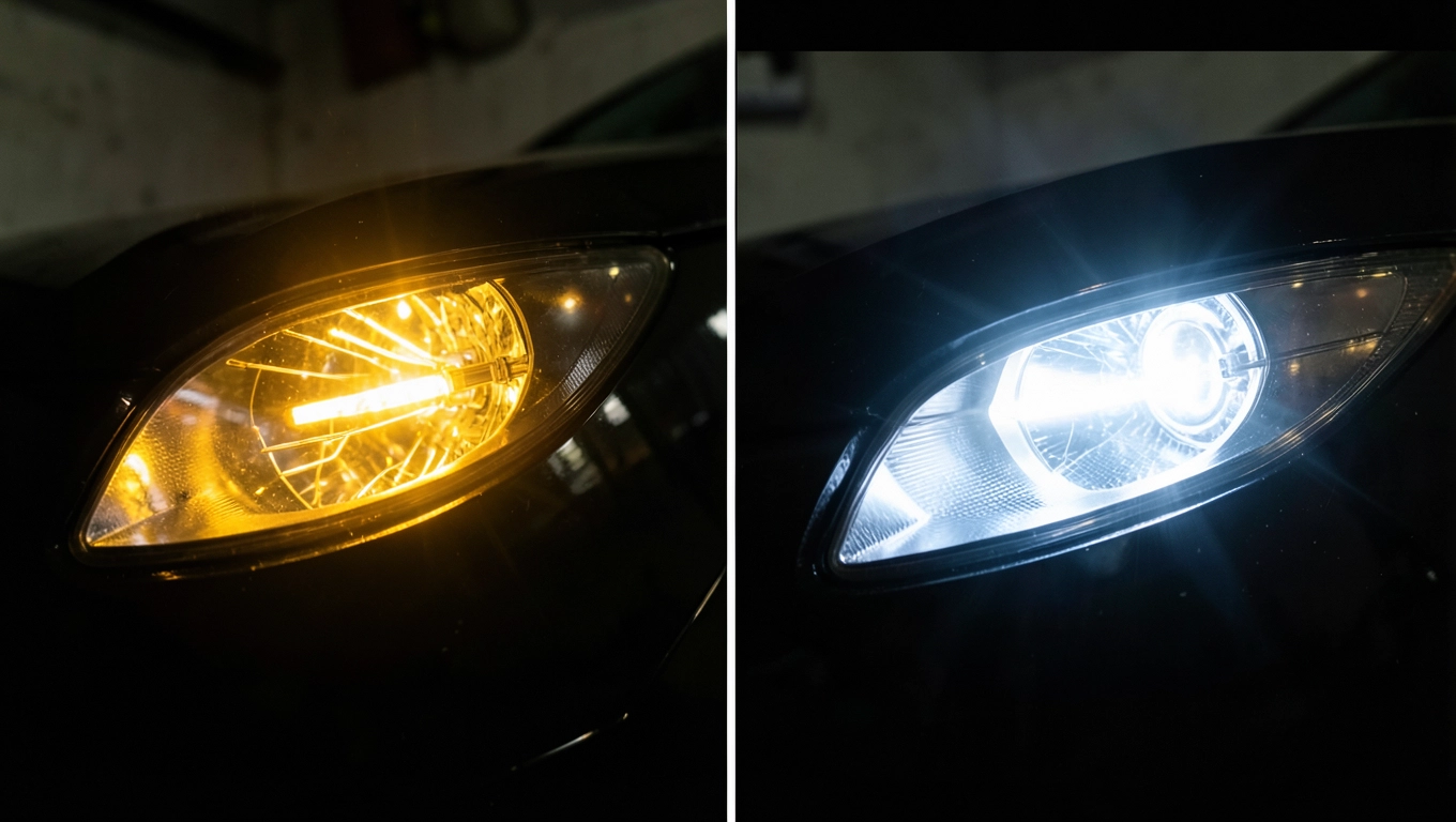 Halogen fabryczny vs homologowany LED 40W porównanie