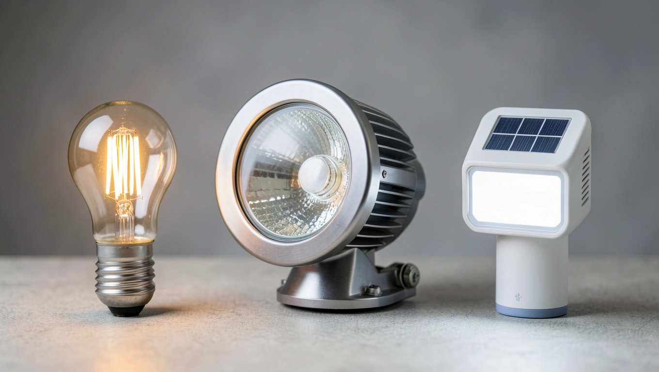 Halogen, naświetlacz, lampa solarna różnice, które mają znaczenie