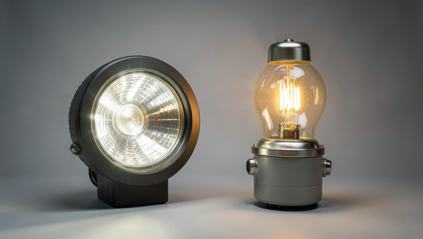 Naświetlacz Akumulatorowy 30W vs Tradycyjny Halogen 300W