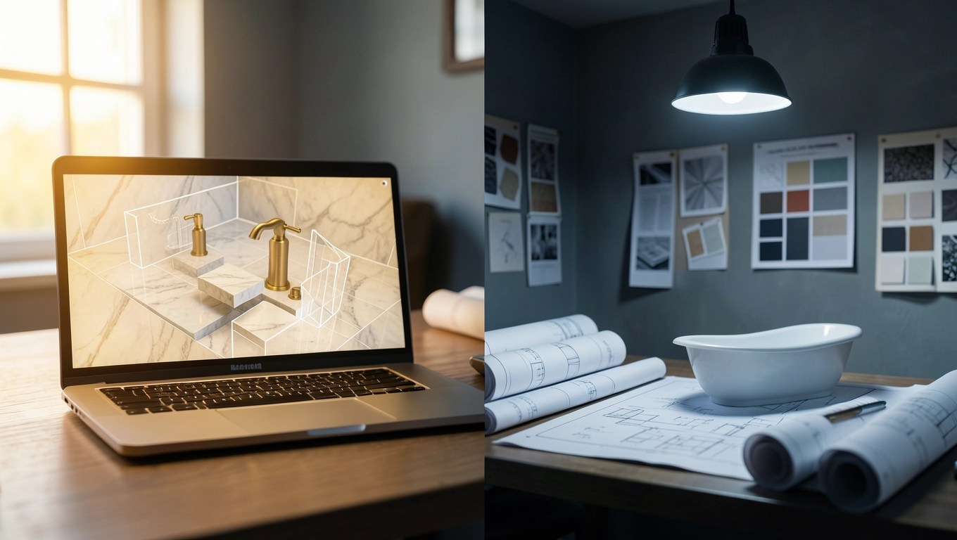 Planer łazienek 3D online vs. architekt wnętrz co wybrać?