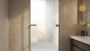 drzwi do łazienki z szybą