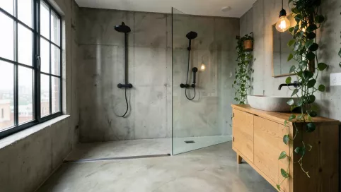 łazienka loft z prysznicem