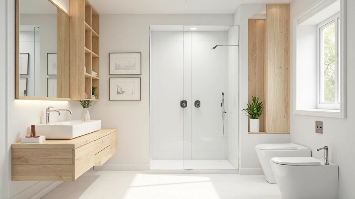 biało drewniana łazienka