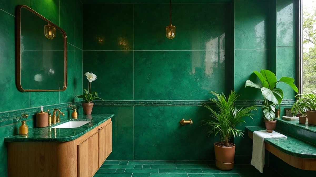 butelkowa zieleń łazienka
