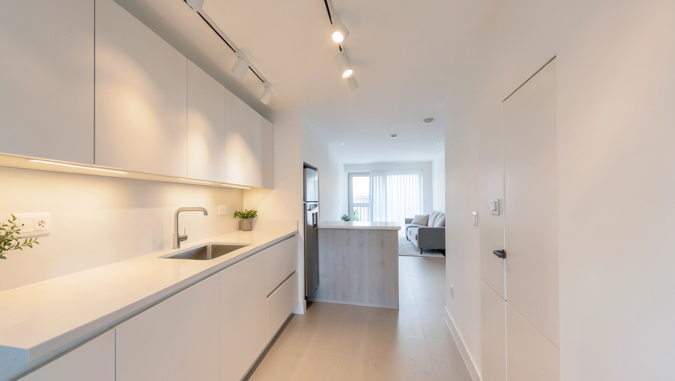 Halogeny sufitowe na szynie w różnych pomieszczeniach