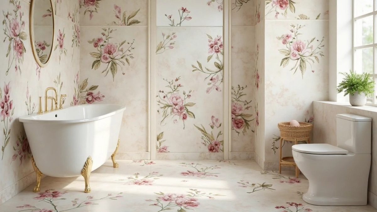 kafelki łazienkowe w kwiaty