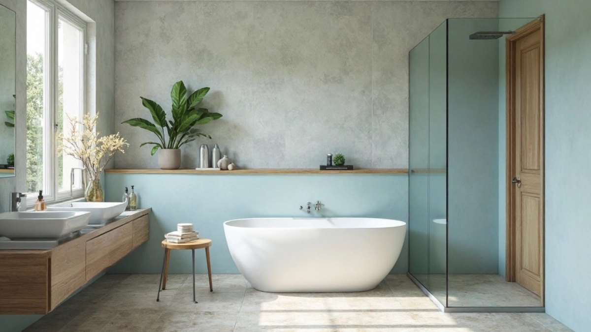 Łazienka bez płytek na ścianie