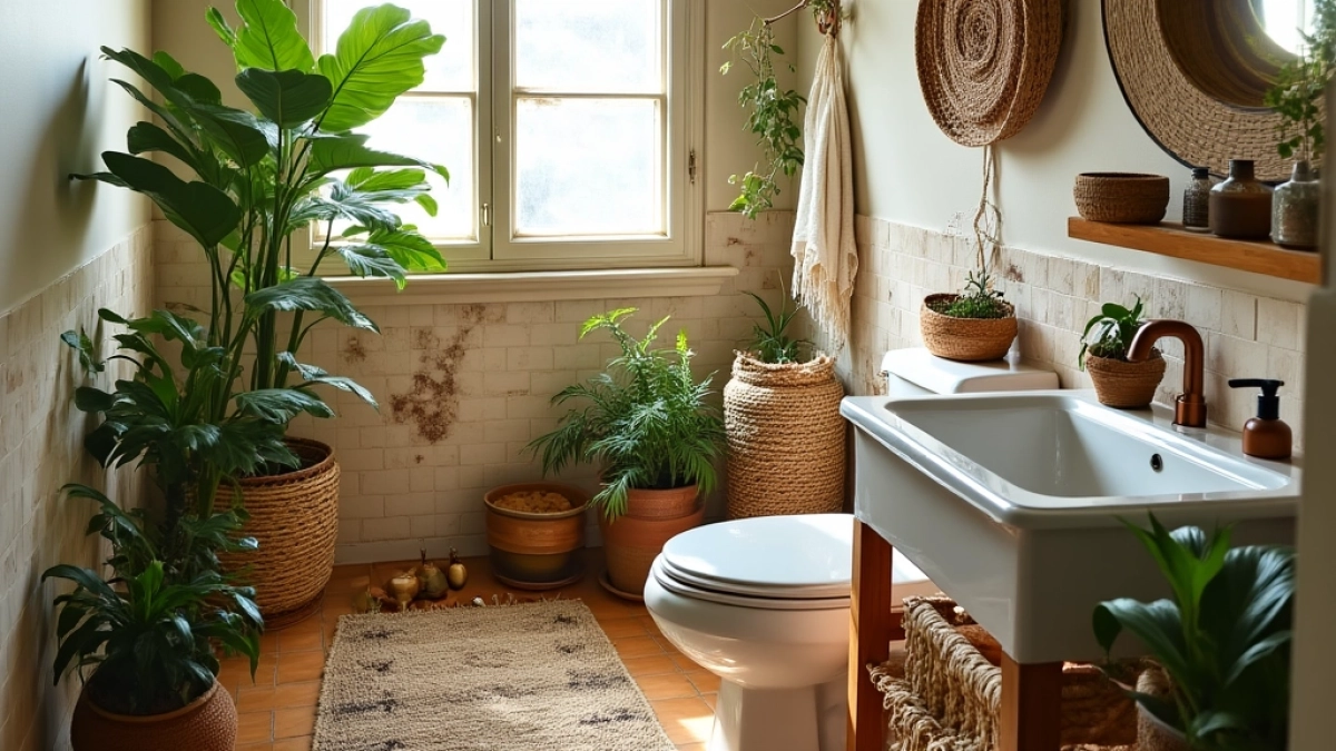 Mała łazienka w stylu boho
