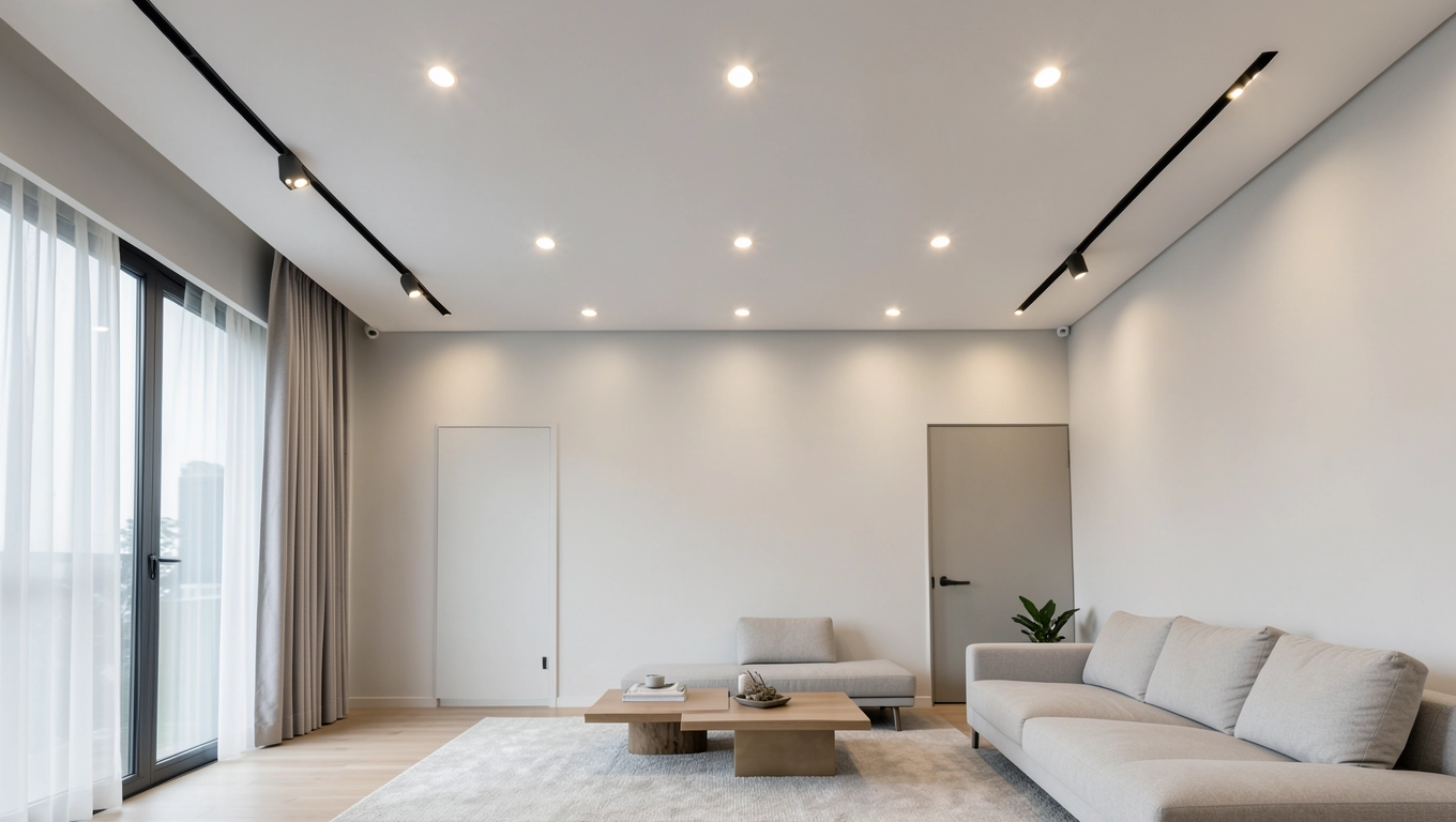 Montaż lamp halogenowych w salonie