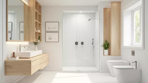 biało drewniana łazienka