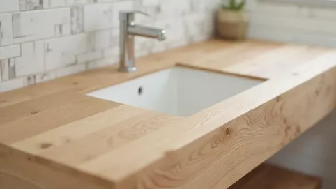 blat łazienkowy z litego drewna