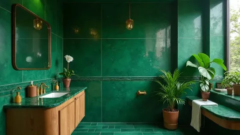 butelkowa zieleń łazienka