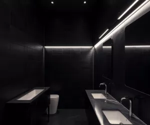 Ciemne łazienki inspiracje