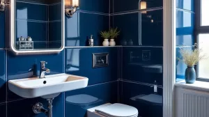 Granatowa łazienka inspiracje