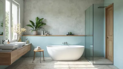 Łazienka bez płytek na ścianie