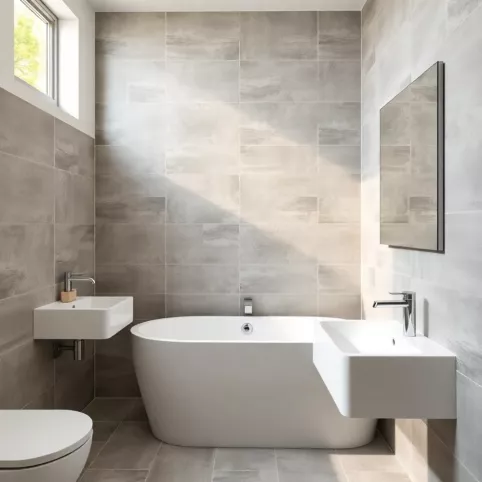 Łazienka częściowo w płytkach