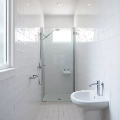 Łazienka wąską z prysznicem