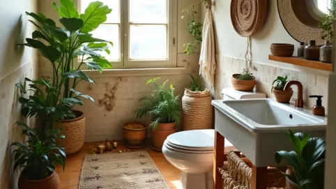 Mała łazienka w stylu boho