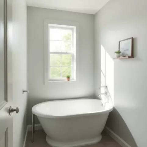 Mała łazienka z oknem i wanną