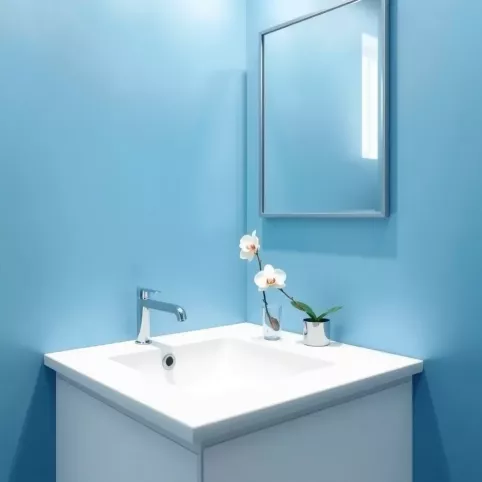 Niebieska łazienka jakie dodatki