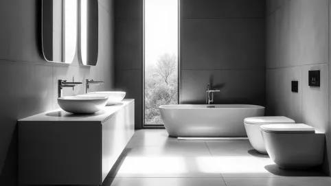 nowoczesna łazienka białoczarna