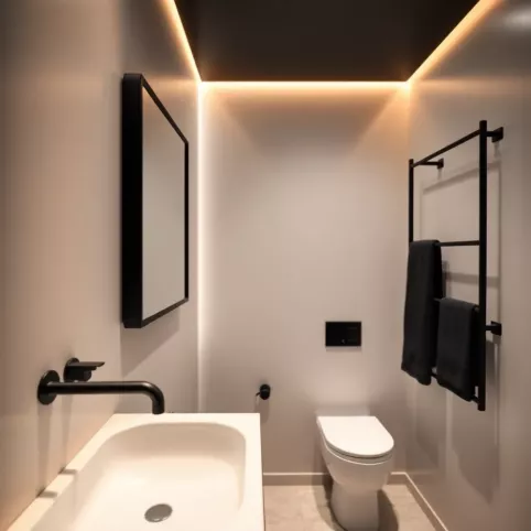 Nowoczesna łazienka z czarnymi dodatkami