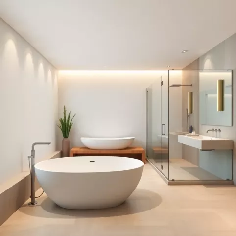 Nowoczesna łazienka z wanną i prysznicem