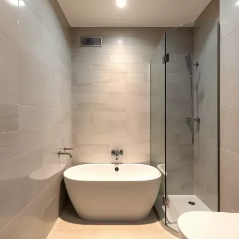 Projekt łazienka 5m2 z wanną i prysznicem