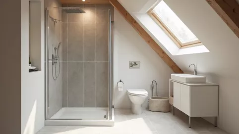Projekty łazienki na poddaszu z prysznicem