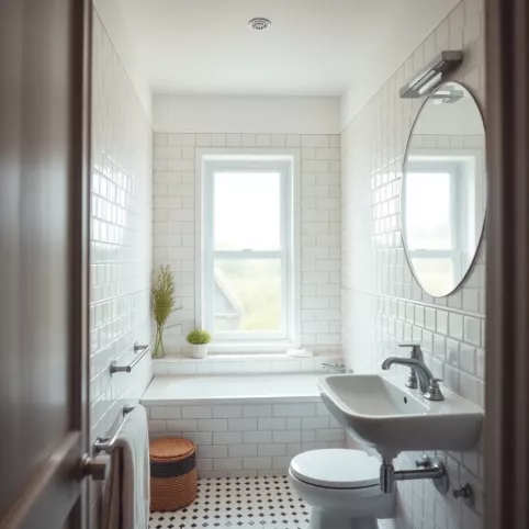 Wąska łazienka z oknem