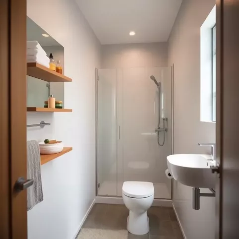 Wąska łazienka z prysznicem