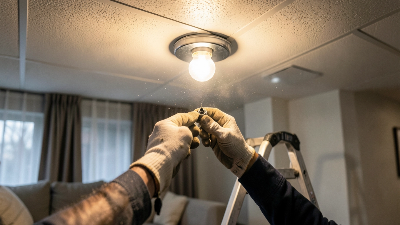 wymiana halogenu w suficie podwieszanym